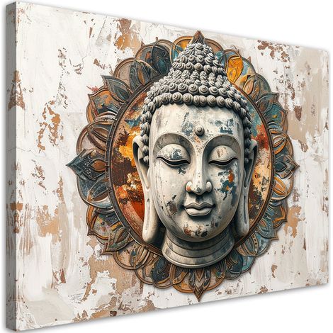 Tableau déco Tête de Bouddha Zen Spa Orient 100x70 (1/4)
