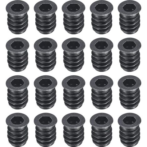Lot de 100 inserts filetés M6 à 1 x 15 en acier au carbone plaqué zinc pour outils et accessoires de travail du bois
