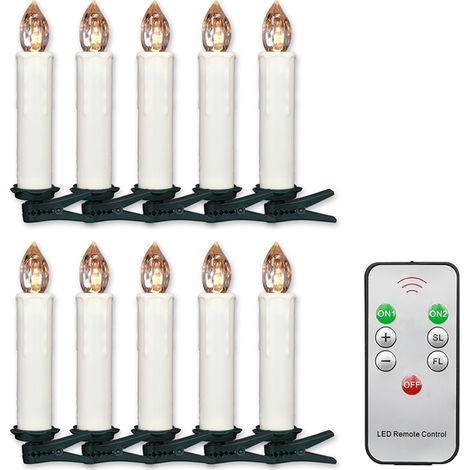 Vela LED Taper - Plástico - 1,8 x 10 cm - Luz Blanca Cálida - Función Mando a Distancia - Juego de 10 (1/5)