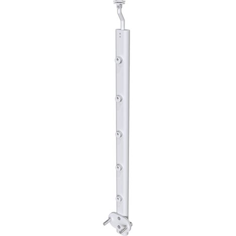 Poteau pour garde-corps - Aluminium argenté - 97.9-103.9cm de haut - Avec 5 supports de tubes bien pré-montés - Intérieur & extérieur - Poser latéral