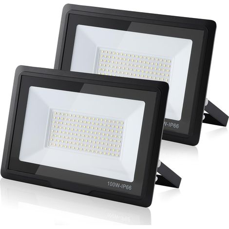 Projecteur LED Extérieur 100W, 10000LM Super Brillant, IP66 Étanche, 3000K Blanc Chaud pour Garage, Jardin, Terrasse, Cour(2pcs)