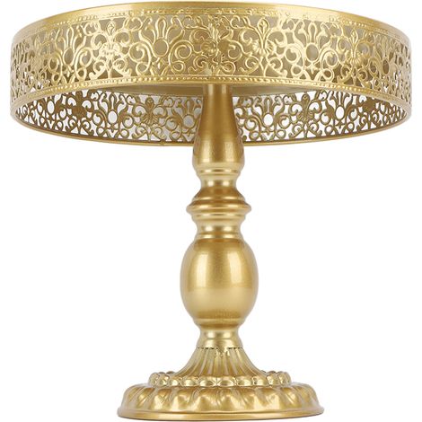 Présentoir à desserts, support à gâteaux doré, design dentelle, montage facile, présentoir rond pour gâteaux de fête L (1/5)