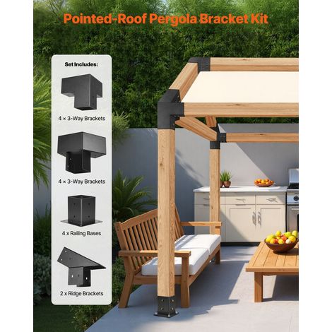 Kit Support de Pergola - Lot de 14 Support de Poteau Bois 92x92 (1/5)