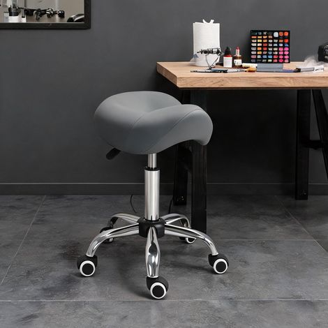 Tabouret grigio en finta pelle Gommapiuma Metallo 52 x 53 x 31 cm (1/5)