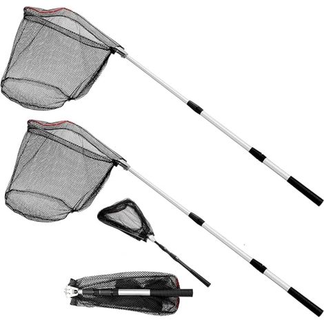 ZENFUN Lot de 2 épuisettes de pêche avec manche télescopique, épuisette à poisson avec manche pliable robuste, épuisette en nylon pl (1/5)
