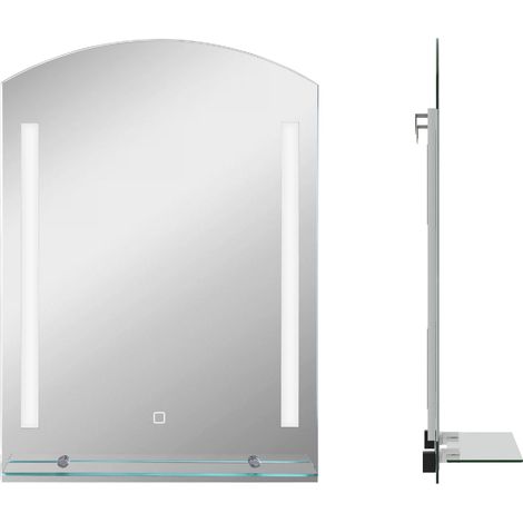 Miroir salle bain LED, 50x70 cm, 3 couleurs lumière, tactile, mémoire, IP44, aluminium mural (1/5)