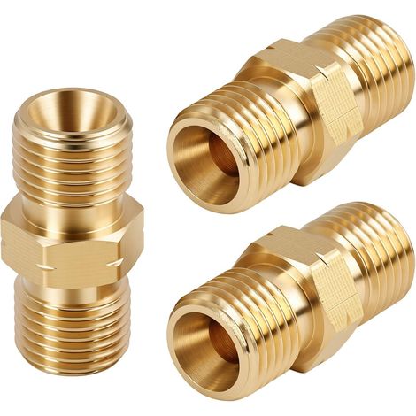 3PCS Raccord, Mamelon Hexagonal, Laiton, 1/4" BSP, Pour Gaz Propane Et Pneumatique (1/5)