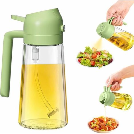 Spruzzatore d'olio per la cucina, dispenser di olio da cucina 2 in 1, flacone spray per olio d'oliva per la cucina, bottiglia in vetro per uso domestico, spruzzatore d'olio per alimenti (1/5)