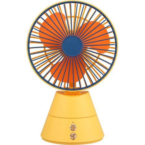 Ventilateur de bureau oscillant USB - jaune, rechargeable, convient aux chambres d'étudiants, aux tables de chevet, aux petits bureaux, etc. (1/4)