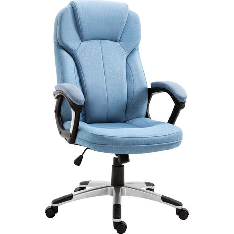 Sedia da ufficio ergonomica in lino azzurro chiaro regolabile 66x75x110-120 cm (1/5)