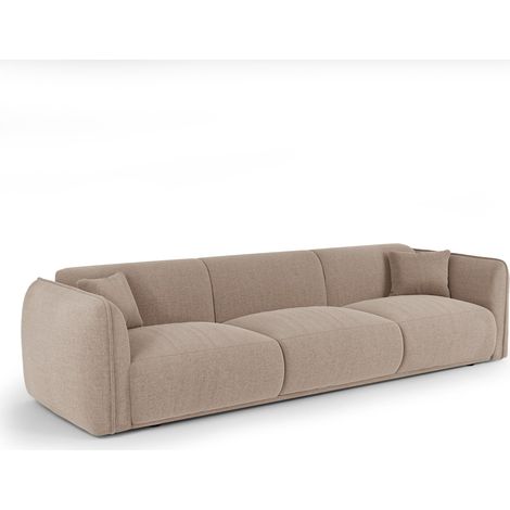 Canapé 4 places en tissu tramé toucher doux taupe LUSH (1/5)