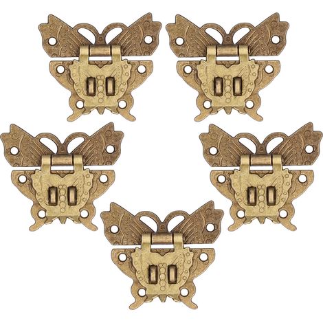 Lot de 5 fermoirs décoratifs en métal, style vintage, motif raffiné, avec vis, pour boîtes à bijoux et coffrets cadeaux en bois. (1/5)