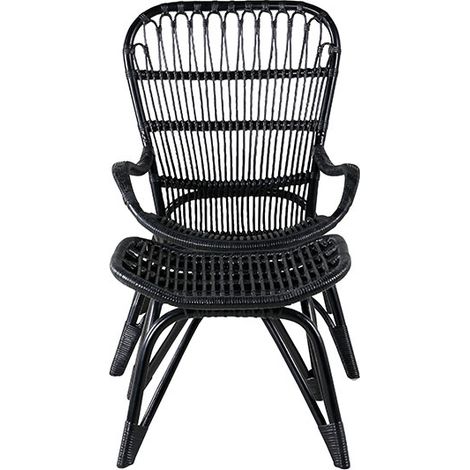 Ellafauteuil lounge avec repose-pieds noir.