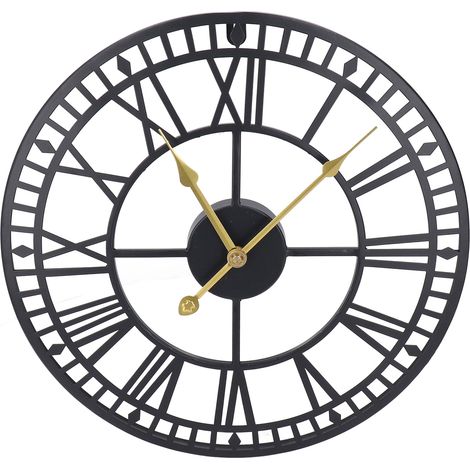Wanduhr, leise, stilvoll, schön, groß, rund, 40 cm, Eisen, Wanduhr zum Aufhängen für Restaurant, Wohnzimmer (1/5)
