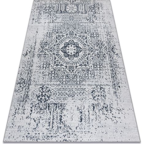 ANDRE 1072 Waschteppich Rosette, vintage Anti-Rutsch - weiß / schwarz  white 120x170 cm