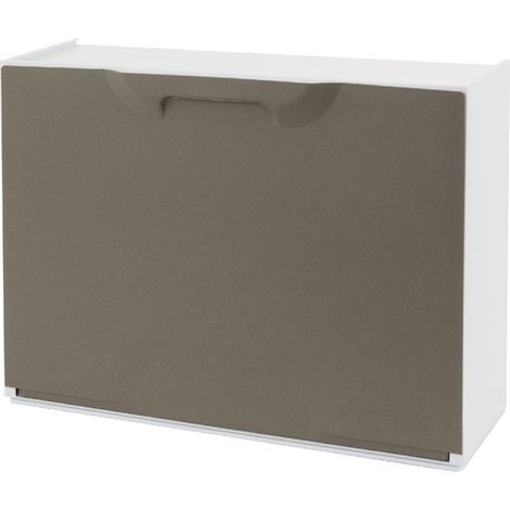 Dmora - Scarpiera Avon, Porta scarpe salvaspazio, Scarpiera da ingresso, Armadio scarpiera a 1 anta, 100% Made in Italy, 51x17h40 cm, Tortora (1/5)
