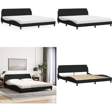 Bett mit Matratze Schwarz 180x200 cm Stoff - Doppelbett - Boxspringbett - Lattenrost - Massivholzbette - Bettsystem - Home & Living (1/5)