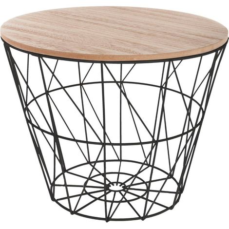 Mesa de centro 'Kumi' negra - D. 38 cm - Atmosphera créateur d'intérieur (1/2)