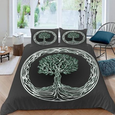 Bettwäsche Set 155x220 cm Baum des Lebens 3D Druck Mikrofaser mit 2 Kissenbezügen 80x80 cm