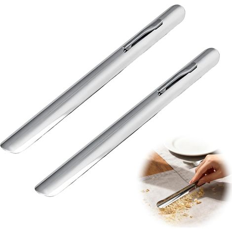 Ramasse Miettes de Table Courbé, Lot de 2 Petits Ramasse-Miettes de Table en Aluminium 15×1,5 cm, Outil Léger et Pratique pour Restaurant, Hôtel et Maison (1/5)