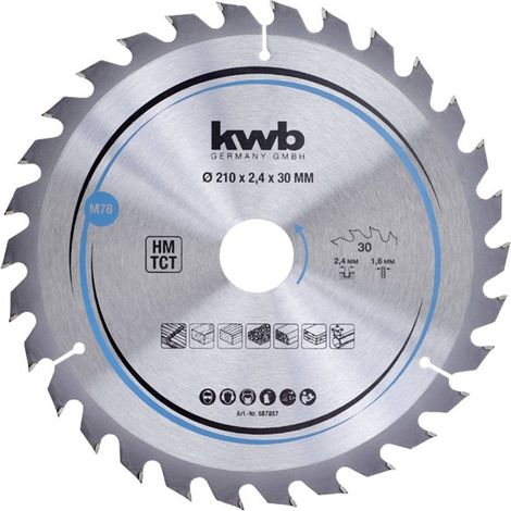 Hoja de sierra circular kwb 587857 carburo 210 mm 30 dientes