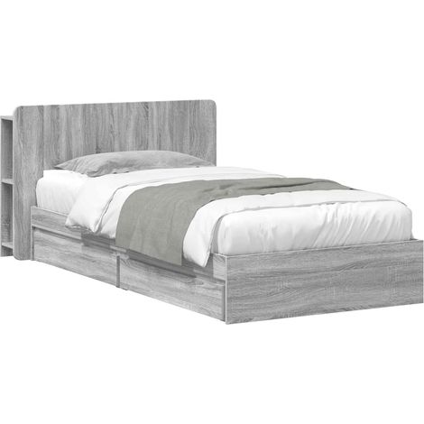 Bed Frame with Storage Grey Sonoma 75 x 190 cm Engineered Wood vidaXL (1/5)