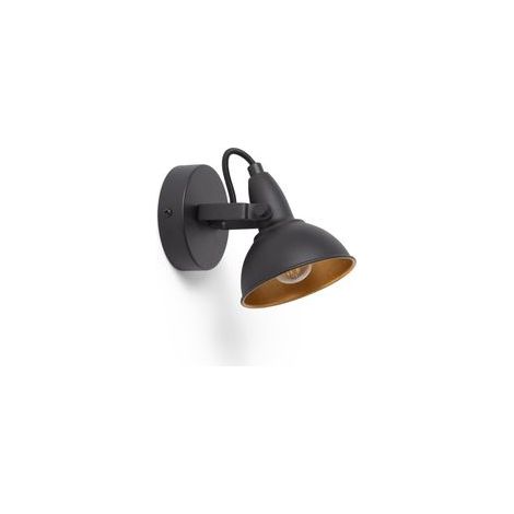 Applique murale orientable en fer noir – 1 point de lumière – Montage en surface – Éclairage décoratif intérieur (1/5)