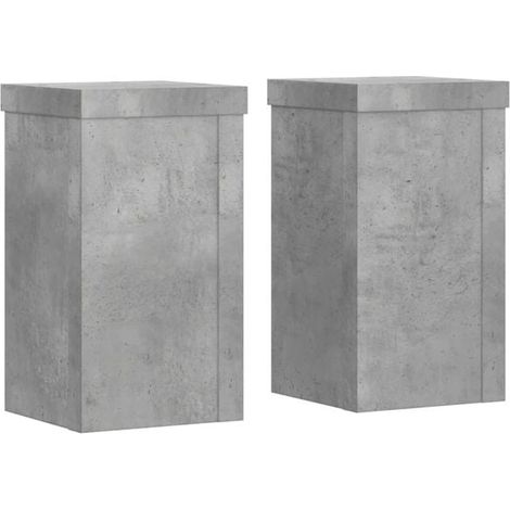 Supports pour plantes, 2, en bois d'ingénierie à base de ciment gris. (1/5)