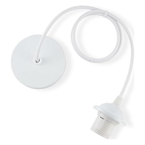 E27 Porte Lampe Suspension,Câble Suspension Luminaire,Pendentif Suspendue Accessoires Métal,Câble Réglable 100CM Café Magasin Chambre Bar(Blanc) (1/5)