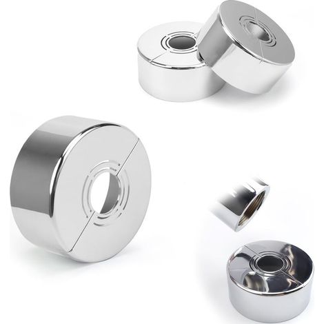 Rosace de robinet de douche 3 pièces 3 tailles en 1, rosace de robinet argentée, rosace de radiateur amovible, ouverture réglable, adaptée aux robinets de douche, robinets, radiateurs (1/5)
