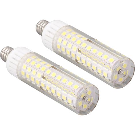 Lot de 2 ampoules LED blanches 6000K (type maïs) 2835 SMD 125 E12 pour la maison, le magasin ou le bureau (100-130 V). (1/5)