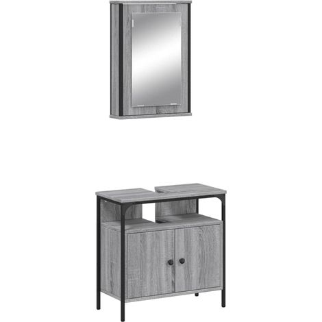 Maison Exclusive - 2-tlg. Badmöbel-Set Grau Sonoma Holzwerkstoff