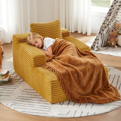 Salon, bureau ou petit appartement, gagnez en confort avec ce canapé chaise longue en velours côtelé sans montage (1/5)