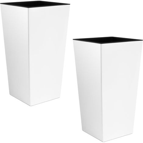 2x Maceta alta Urbi 2 litros, de plastico, 12,6 x 12,6 x 20 cm - Blanco (1/5)
