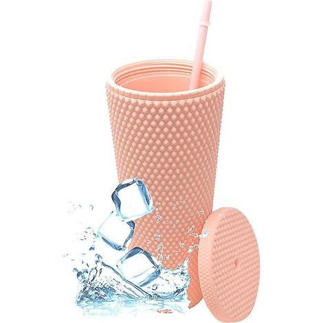 gobelet Clout Avec Couvercle Paille (800 Ml,couleur Rose )tasse Froide En Plastique Double Paroi Pour Caf Glac, Eau, Glace Glace Ou Smoothies (1/5)