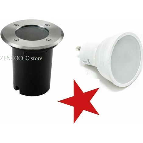 PORTA FARETTO CARRABILE GU10 INCASSO CALPESTABILE Segnapasso LAMPADA SOSTITUIBILE 7W IP66 SOLO CALPESTABILE