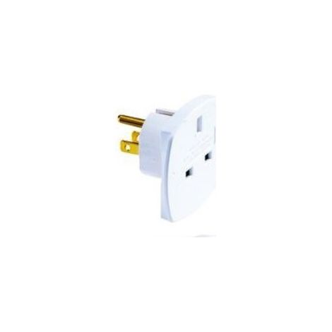 Fiche 2P+T 13A 125V sortie Angleterre sur socle USA adaptateur de voyage (BRITISH/USA) broches plates EBENOID 010143