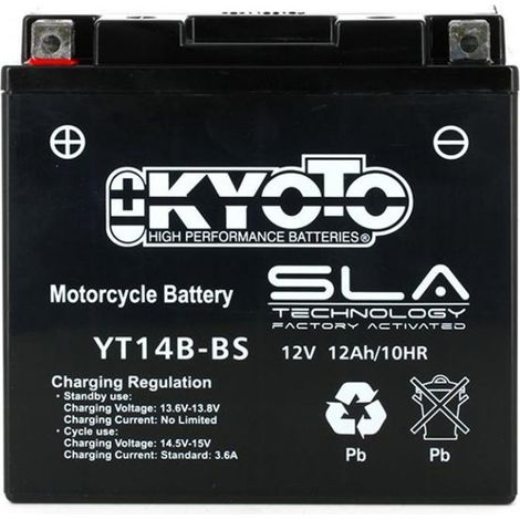 Batterie SLA Kyoto pour Moto Yamaha 1900 Xv Cfd 2013 YT14B-BS SLA (1/2)