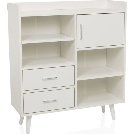 Sideboard / Kommode MYRDAL 80x30x90 cm 2 Schubladen 1 Tür weiß hjh LIVING