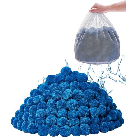 Bolas filtrantes VEVOR, 1,6 kg/3,5 lbs, fibra de poliéster reutilizable, bolsa de lavado, piscina elevada, azul-a, 4 lbs (1/2)