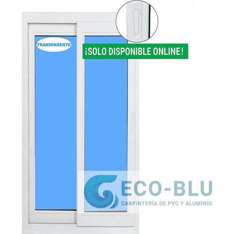 Balconera PVC 1200x2100 Blanca 2 Hojas Corredera Vidrio Transparente (1/2)