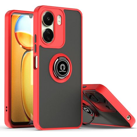 Custodia per Xiaomi Redmi 13C / Poco C65, anello satinato, rosso (1/3)