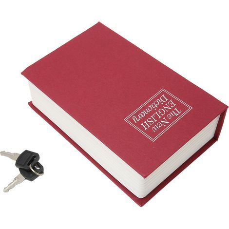 Livre coffre-fort boîte de rangement avec clés en acier inoxydable secret forme cachée pour maison bureau magasin école dortoir rouge (1/5)