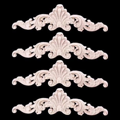 Autocollant en bois sculpté, lot de 4, style vintage élégant, accessoires de décoration. (1/4)