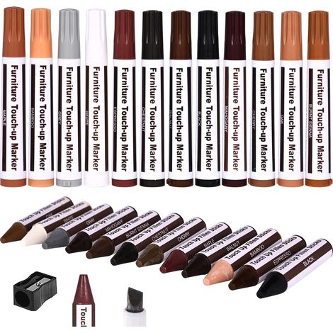 25 kits de reparación de muebles con marcadores y barras de cera para manchas, arañazos, mesas, carpinteros, postes de cama y retoques