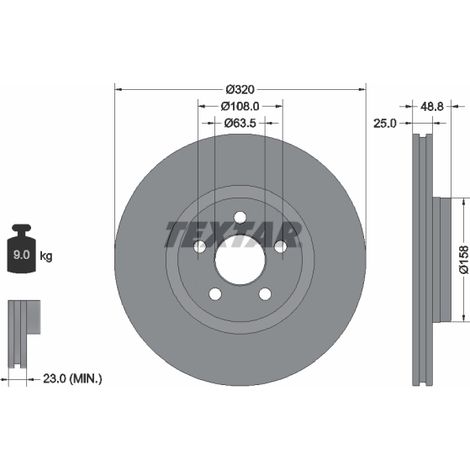 Lot de 2 Disques de frein Textar 92326103 FORD 2252905 2252907 2279489 2279490