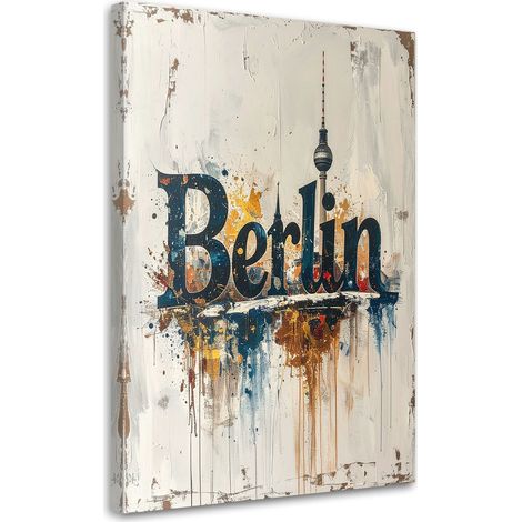 Quadro su tela, Berlino Scritta tipografica imitazione vernice, 20x30 (1/5)