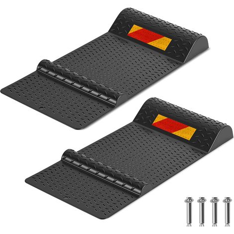 Jiubiaz Tope de rueda coche 2 piezas alfombrilla parking garaje adhesiva con tornillos (1/5)