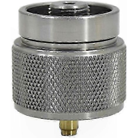 Adaptateur de bouteille de gaz portable pour camping, argenté, pièce unique, raccord universel pour réchaud et barbecue. (1/5)