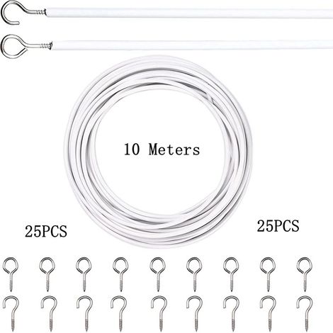 Corde à ressort de 10 mètres avec 25 boucles à œil et 25 crochets en forme de point d'interrogation, kit disponible. (1/5)